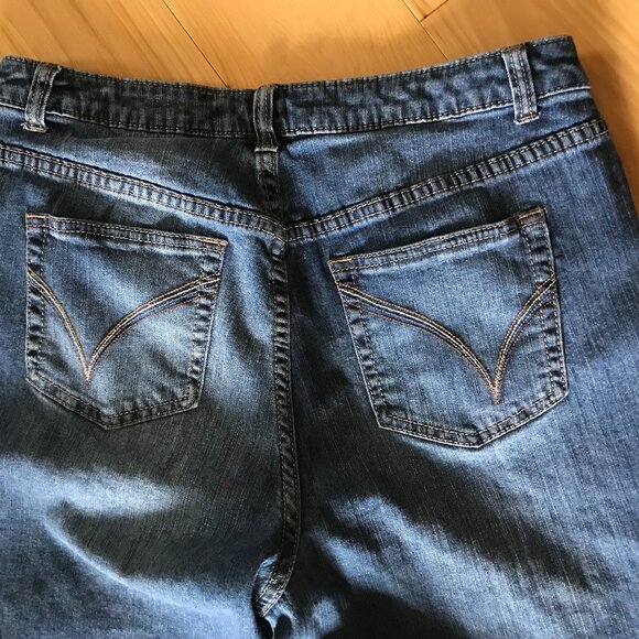 Denim Patchwork Jeans, 12-14: Blue on Blue Edgy Upcycled Grunge Hippie Pants - Picture 5 of 8